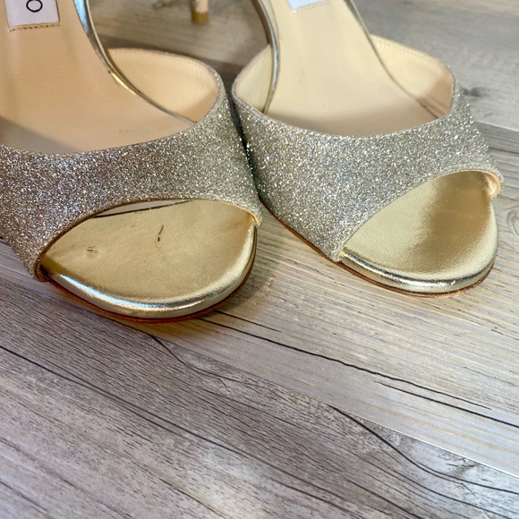 Jimmy Choo Annie Giltter 65mm Ankle Strap Glitter Heel, Size 37.5 - Picture 6 of 17